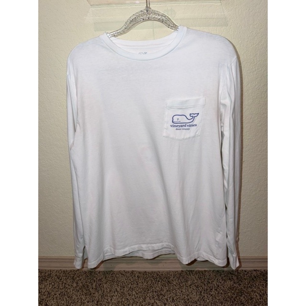 Vineyard Vines Mens Door County Long Sleeve Pocket T-Shirt White Size M